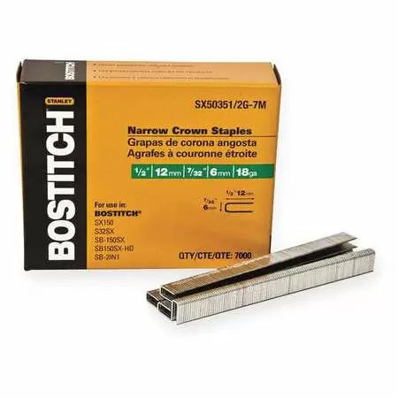 Bostitch  7000Qty 1/2 Leg 18Gauge 7/32 Narrow Crown Finish Staples (1/2 x 7/32)