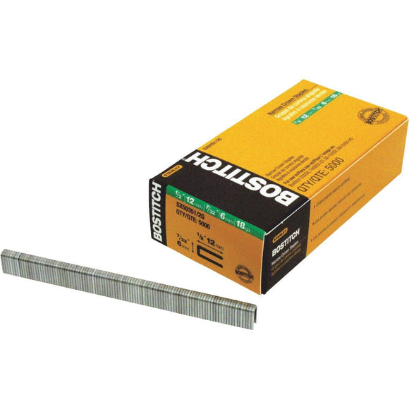 Bostitch 18-Gauge Galvanized Narrow Crown Finish Staple, 7/32 In. x 1/2 In. (7000 Ct.)