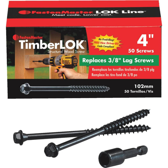 Fastenmaster Timberlok 4 In. Countersunk Hex Washer Structure Screw (50 Ct.)